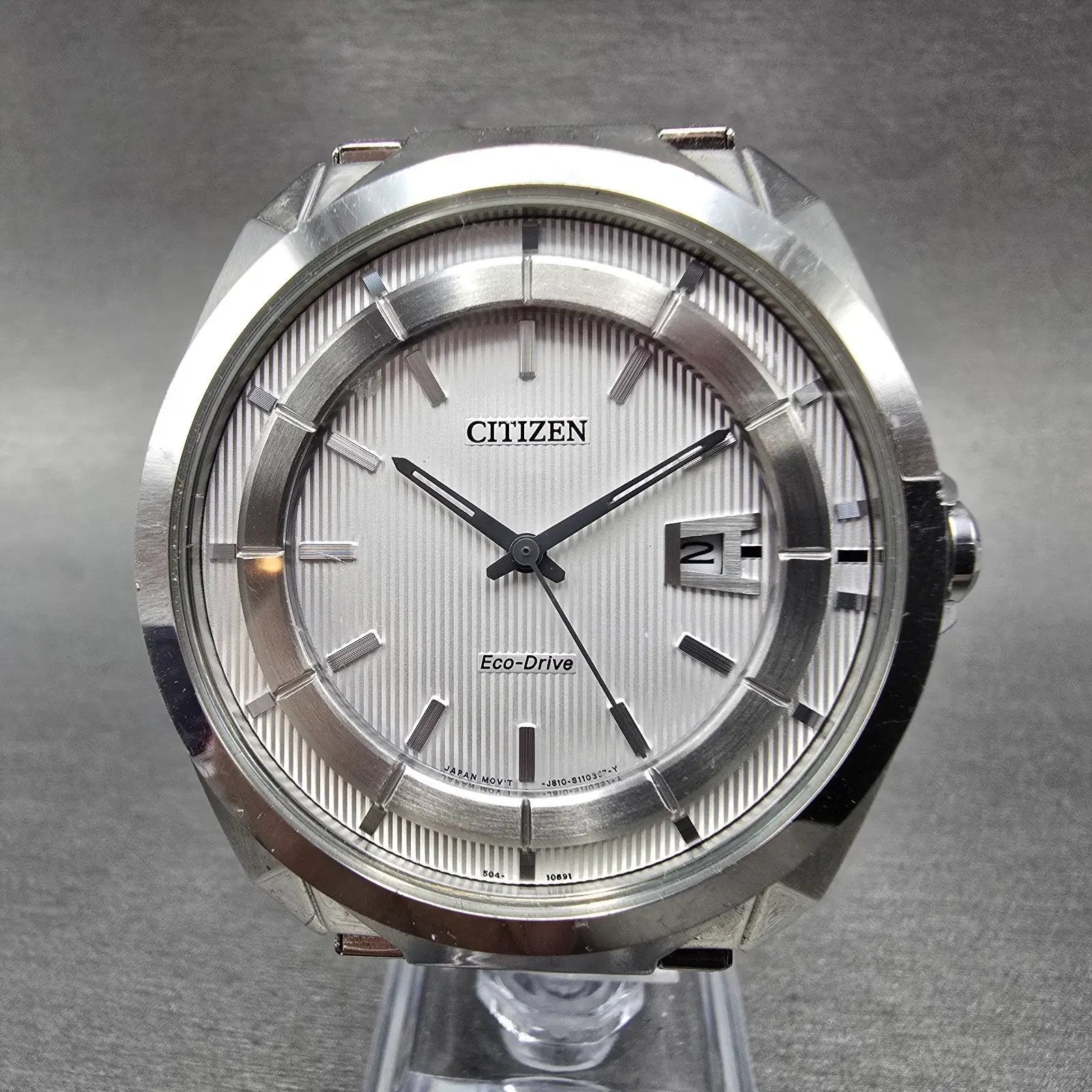 Citizen Eco-Drive Watch Men 43mm Silver Dial Silver Tone Date J810-S078253 Runs0