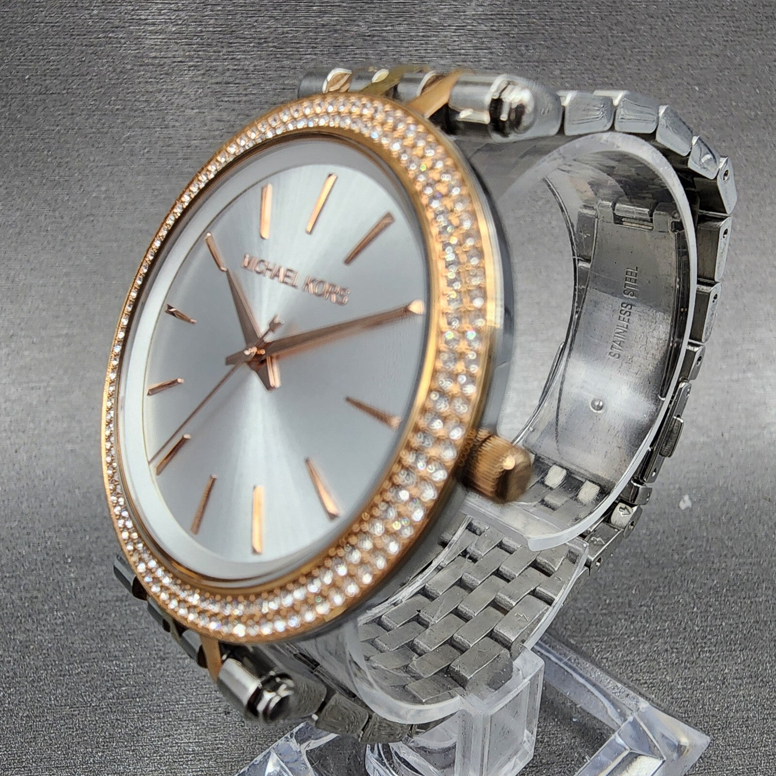 Michael Kors Darci Watch Women 39mm Silver Dial Two Tone Round MK3203 New Batt2