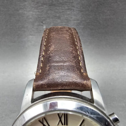 Fossil Chronograph Watch Men 38mm Cream Dial Silver Tone FS4839 New Battery4