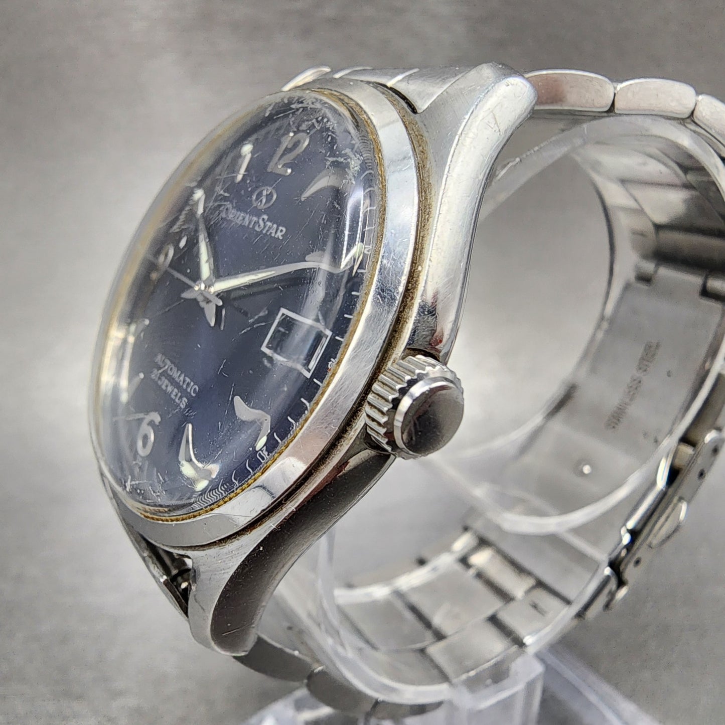 Orient Star Watch Men 38mm Blue Dial Steel Date Automatic Round Runs ER0MC02