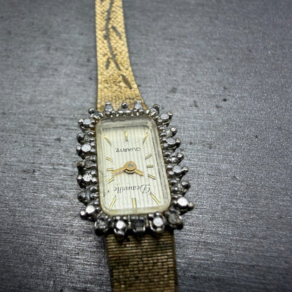 Armitron Deauville Watch Women 12mm Gold Tone Diamond Bezel BROKEN!! New Battery5