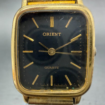 Orient Tank Watch Women 20mm Black Dial Two Tone Vintage B15419-20 New Battery1