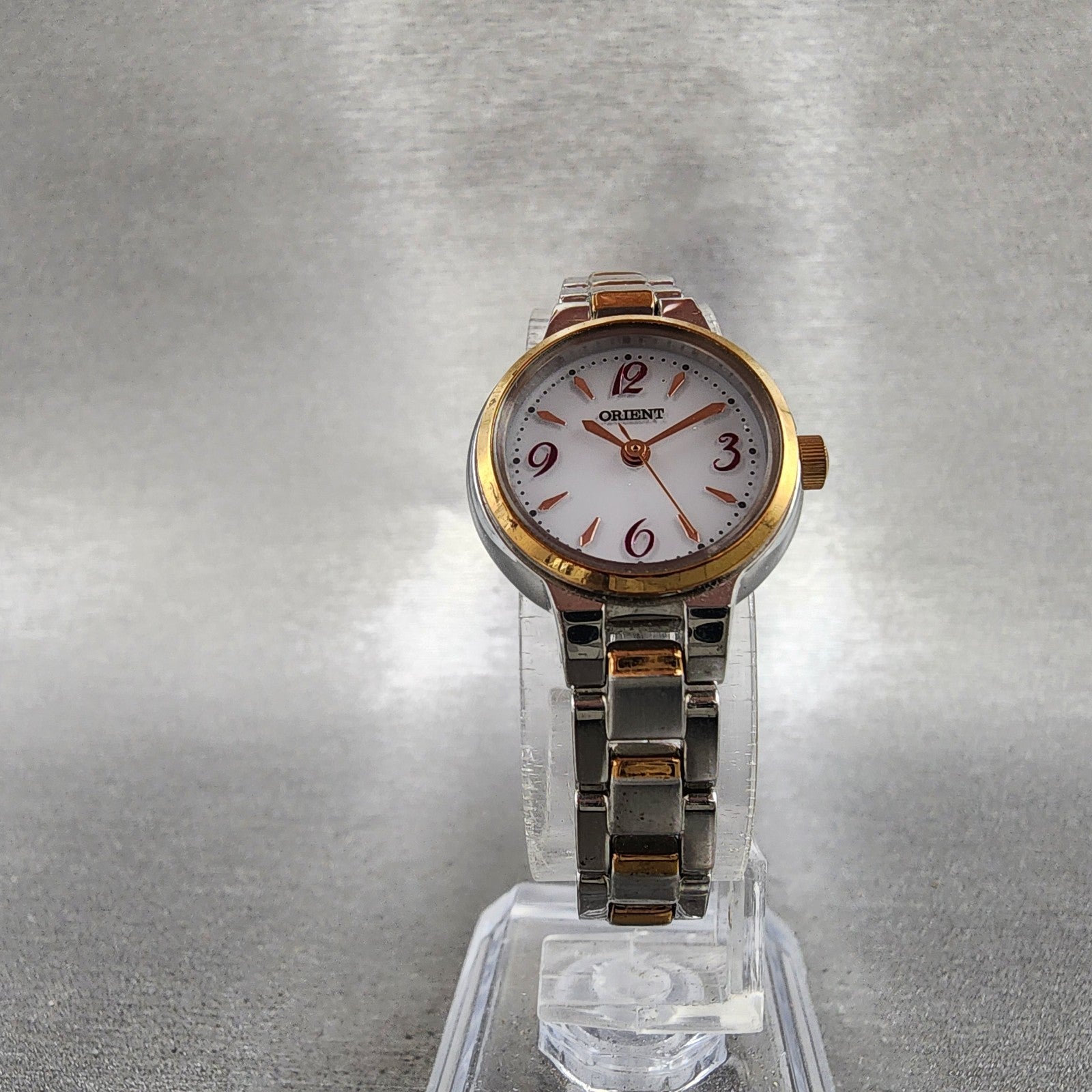 Orient Solar Watch Women 22mm White Dial Two Tone Round WD00R0B Runs5