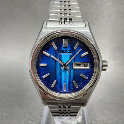 Seiko Automatic Watch Women 27mm Blue Dial Silver Tone Daydate Round READ!!!!0