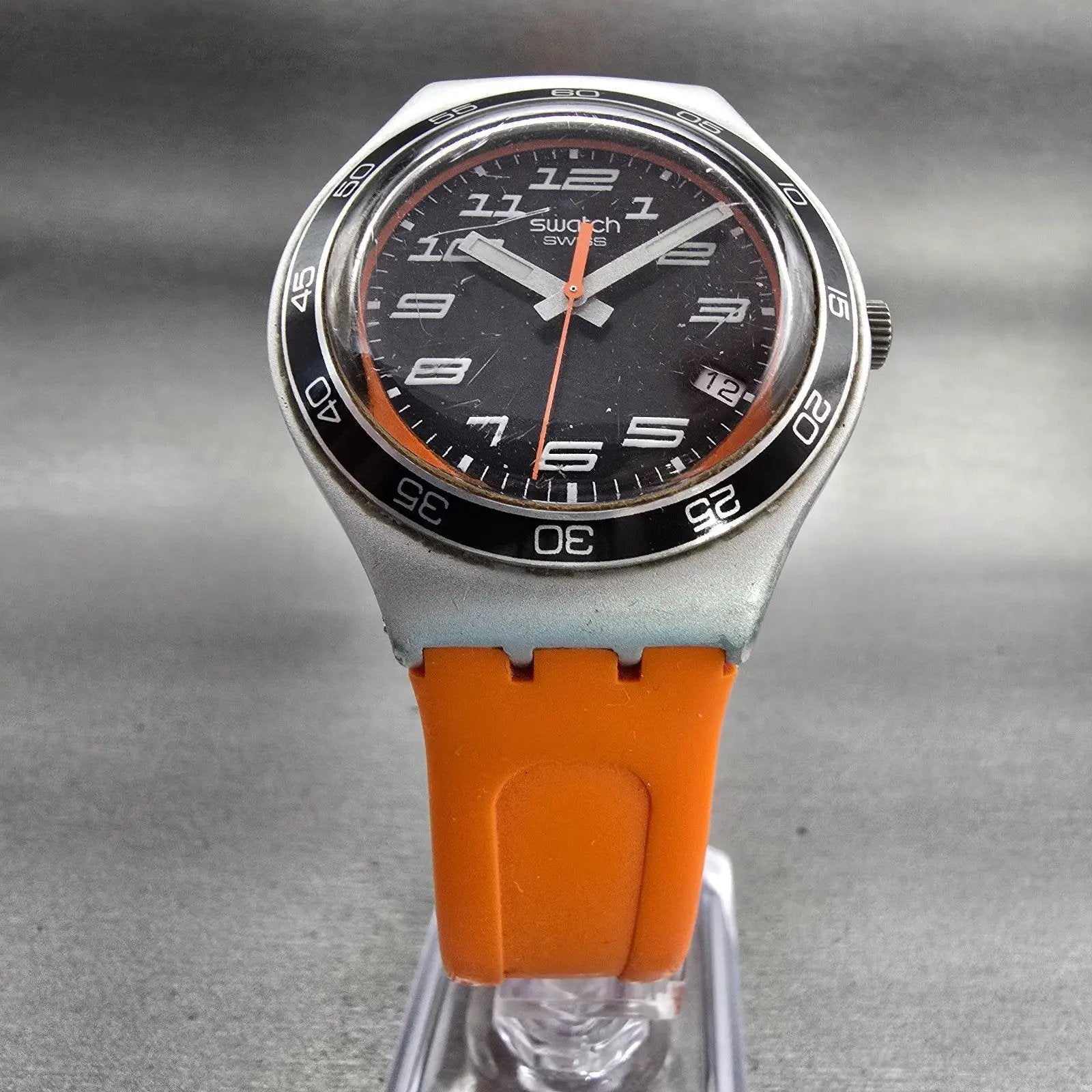 Swatch Irony Big JUNGLE JOY Watch Men Black Dial Date Round YGS4029 New Battery5
