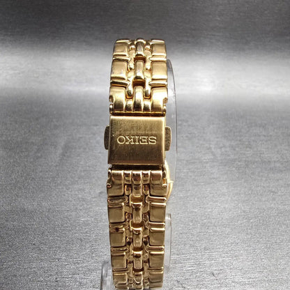 Seiko Watch Women 26mm Cream Dial Gold Tone Date Round 7N82-0AT0 New Battery JP7