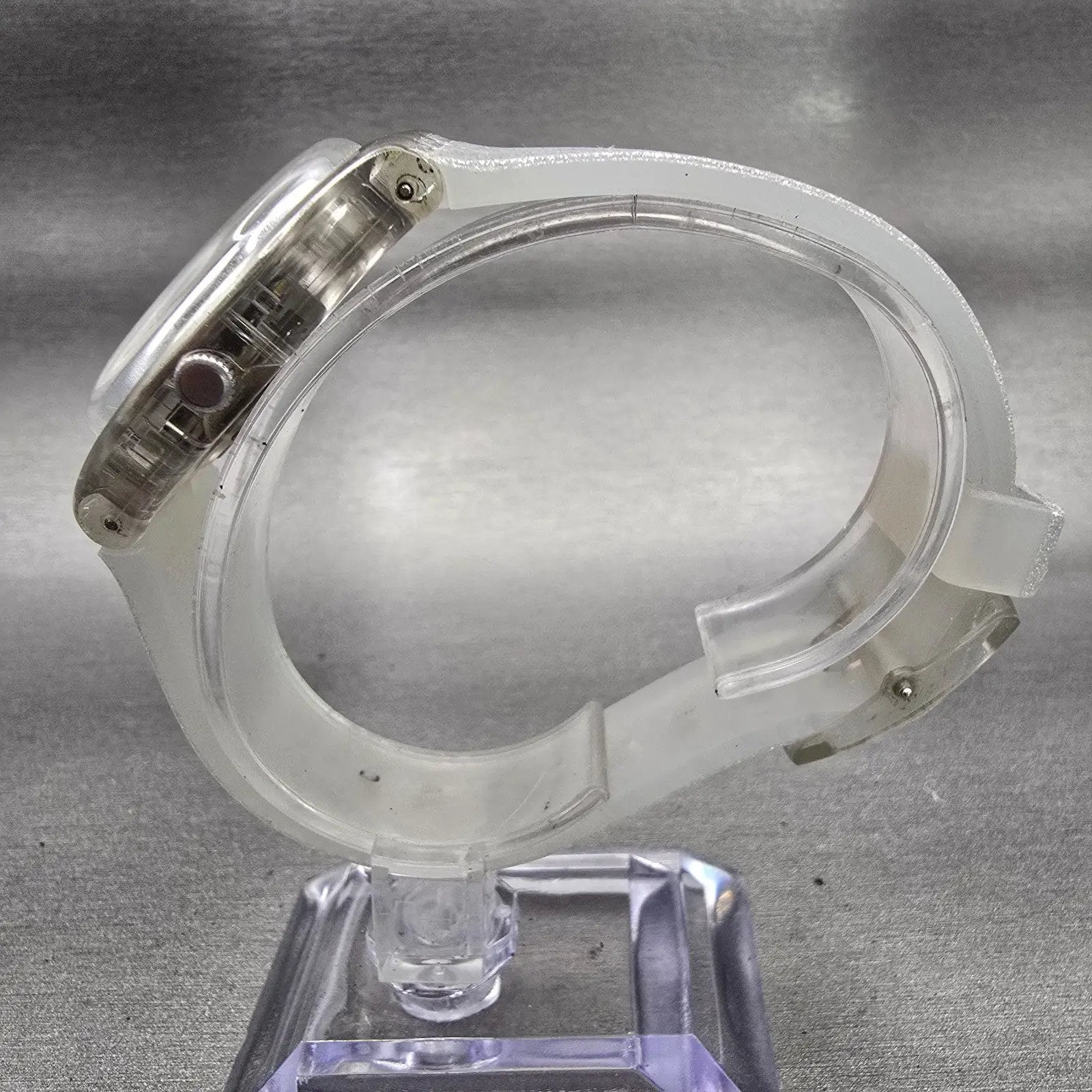 Swatch Silverblush Watch Men 34mm Silver Dial Clear Case Date GM416C New Battery6