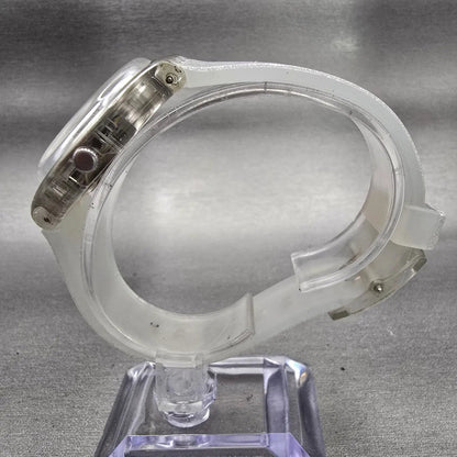 Swatch Silverblush Watch Men 34mm Silver Dial Clear Case Date GM416C New Battery6
