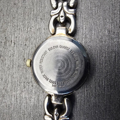 Bulova Watch Women 20mm Silver Dial Two Tone Diamond Round 98P15 New Battery P10