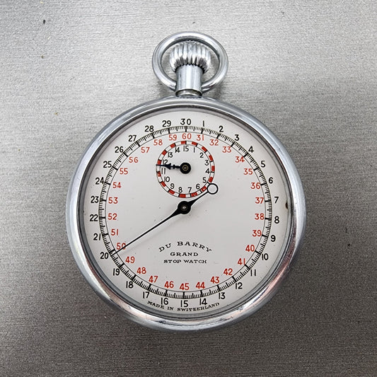 Du Barry Grand Stop Watch Sports Timer 49mm White Dial Silver Tone Manual PARTS