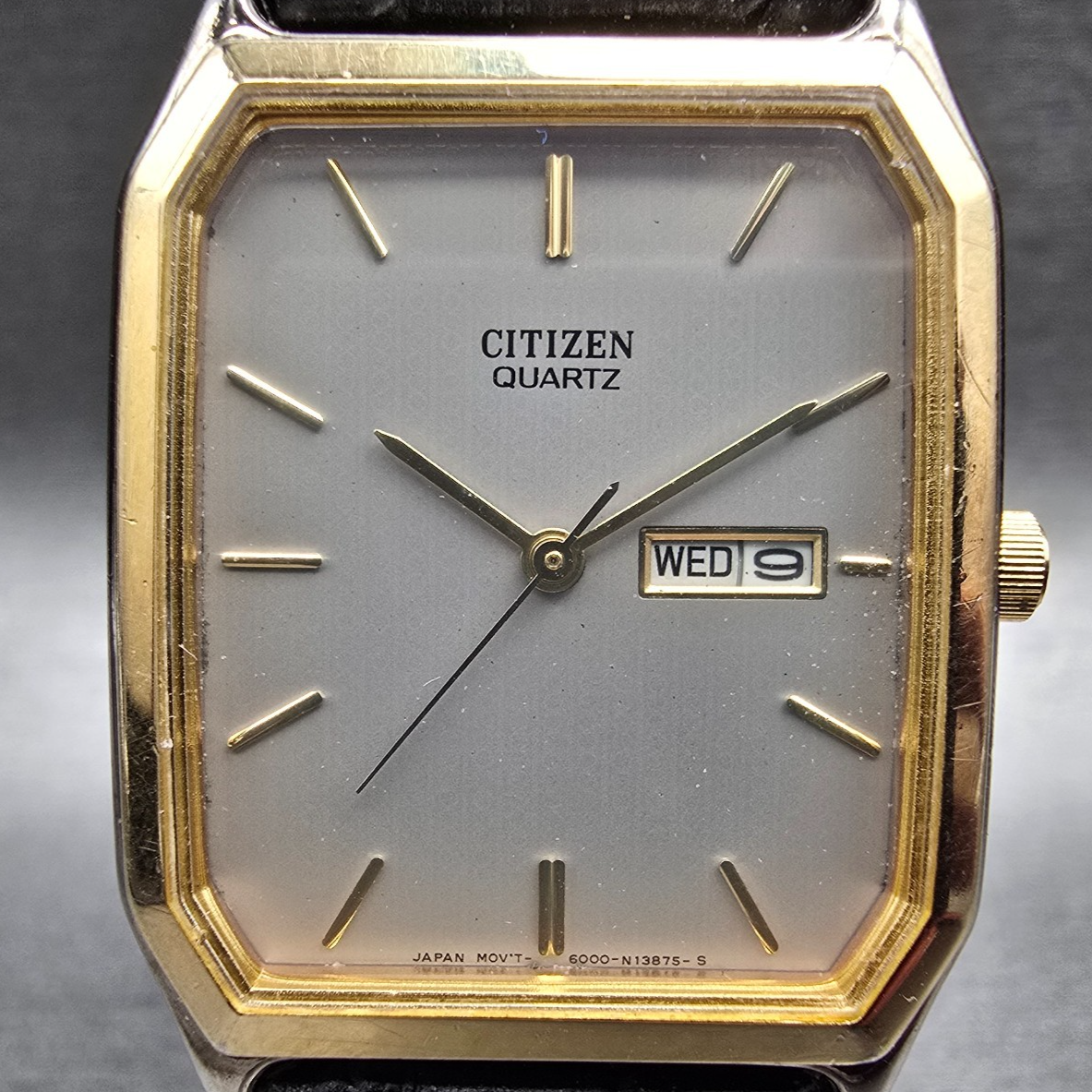 Citizen Tank Watch Men 27mm Silver Dial Two Tone Daydate 6000-S36548 New Battery1