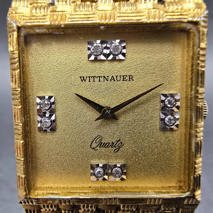 Wittnauer Tank Watch Men 25mm Gold Dial Gold Tone Rectangle Mesh Band New Batt 61