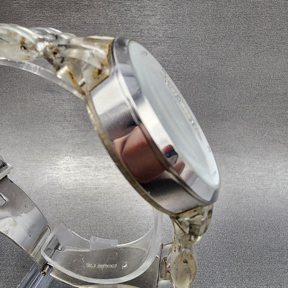 Michael Kors Chronograph Watch Women 43mm MOP Dial Clear Case MK5235 New Battery3