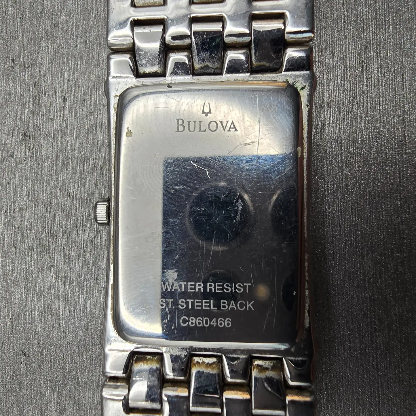 Bulova Watch Men 25mm Black Dial Silver Tone Gemmed Rectangle 96D12 New Batt10