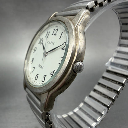 Seiko Alba Carib Watch Unisex 33mm White Dial Silver Tone Round V721-6A80 NewBat2