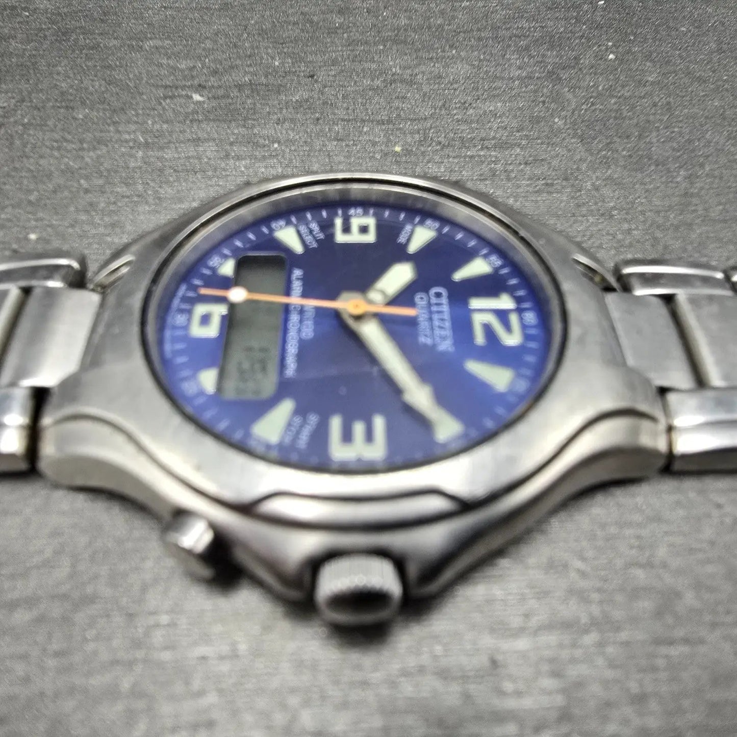 Citizen Watch Men 39mm Blue Dial Steel Alarm Chronograph Analog Digital New Batt5