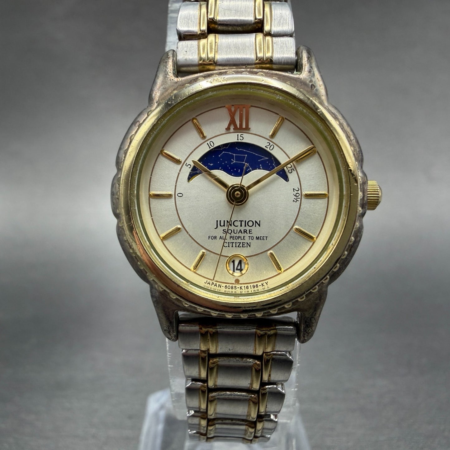 Citizen Junction Moonphase Watch Women 26mm Champagne Dial Two Tone New Battery0