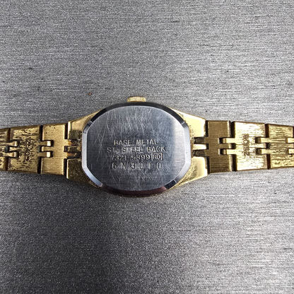 Seiko Watch Women 16mm Black Dial Gold Tone Oval 7321-5399 New Battery Vintage 511