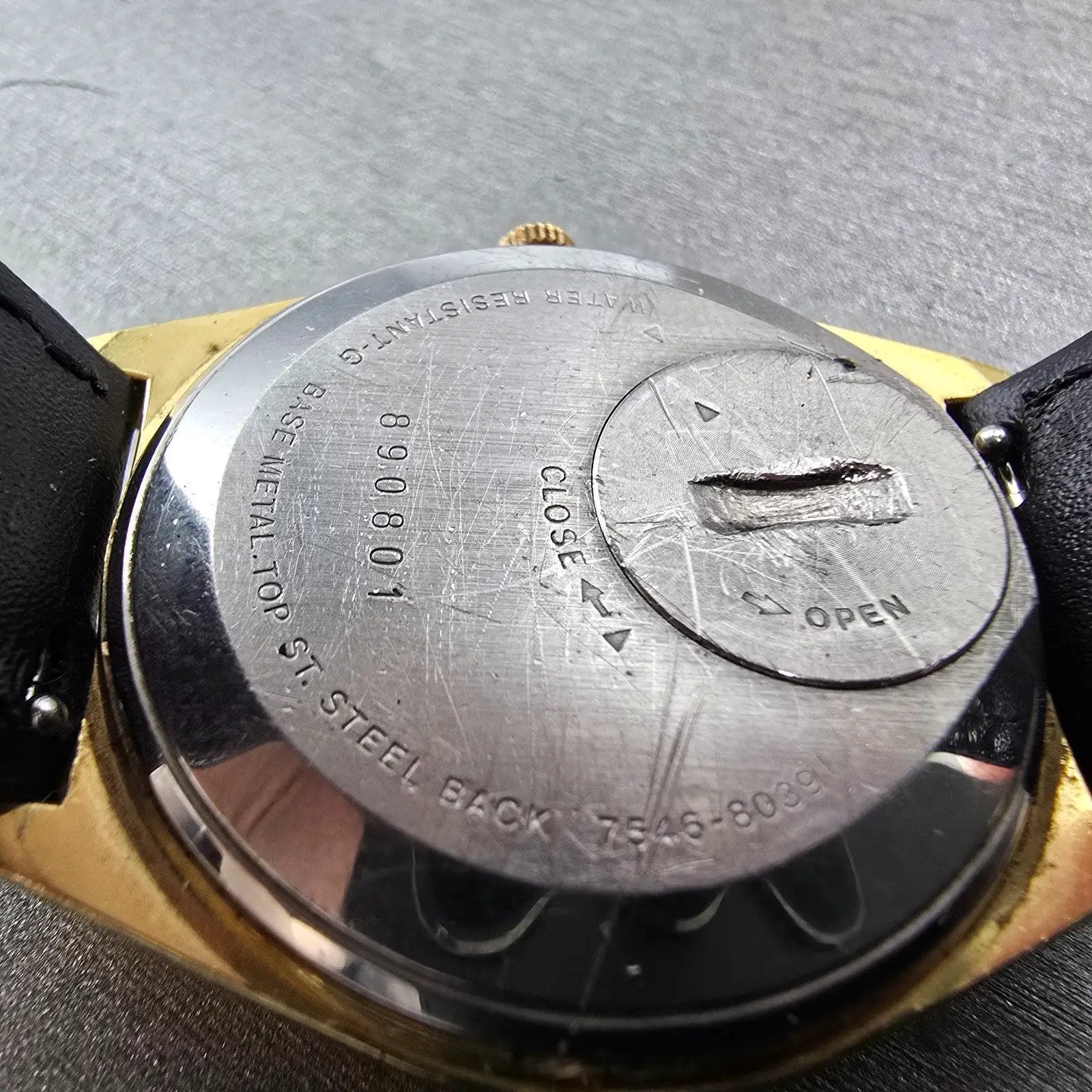 Seiko SQ Watch Men 36mm Champagne Dial Gold Tone Daydate 7546-8039 New Battery9