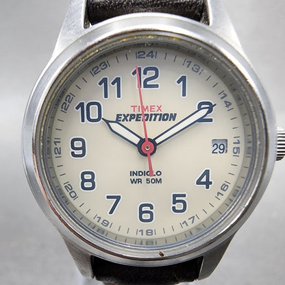 Timex Expedition Watch Women 26mm Cream Dial Silver Tone Date Round New Battery1