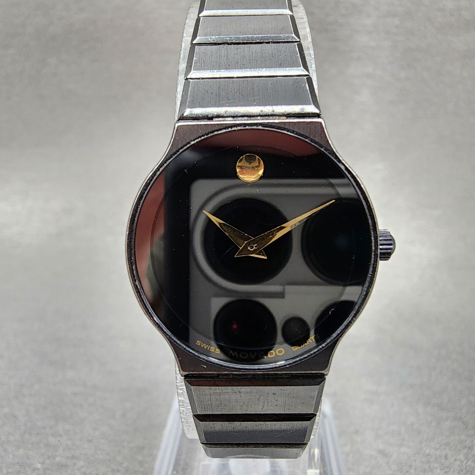 Movado Museum Watch Women 23mm Black Dial Black Tone Round 84 40 881 New BattA110