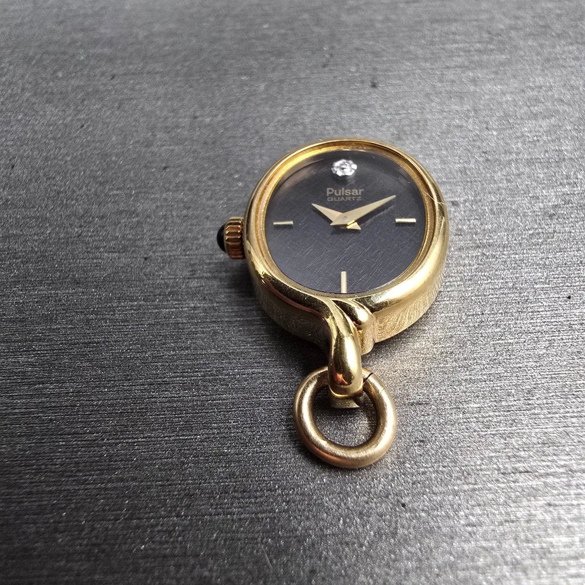 Seiko Pulsar Pendant Watch Women 16mm Black Dial Gold Tone Oval V232 New Battery4