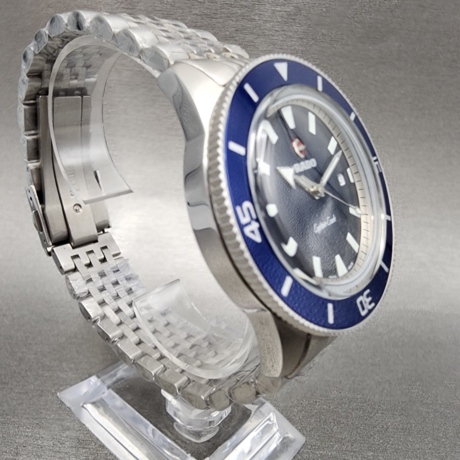 Rado Captain Cook Dive Watch Men 41mm Blue Dial Steel Date Automatic Custom Runs3