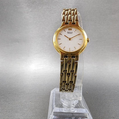 Seiko Watch Women 22mm White Dial Gold Tone Round 1n000a99 New Battery5