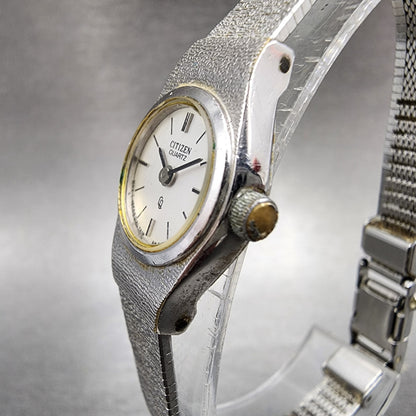 Citizen CQ Watch Women 17mm White Dial Silver Tone Round 3220-891244 New Batt