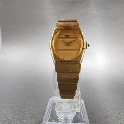 Seiko Watch Women 19mm Gold Dial Gold Tone Oval 14008519 New Battery5