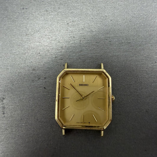 Seiko Watch Men 28mm Champagne Dial Gold Tone Octagon 5P31-5C50 New Battery0