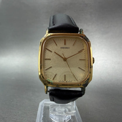 Seiko Watch Men 28mm Champange Dial Gold Tone Octagon  5P31-5270 New Battery5