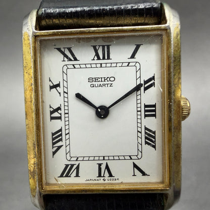 Seiko Tank Watch Women 20mm White Dial Gold Tone Rectangle 4700-5099 PARTS2