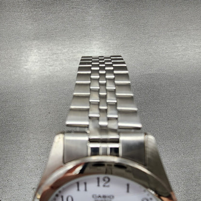 Casio Watch Men 36mm White Dial Silver Tone Round Mtp1129 New Battery4