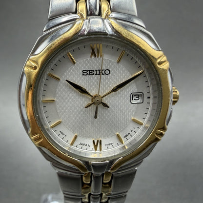 Seiko Watch Women 26mm Silver Dial Two Tone Date Round 7n820at0 New Battery1