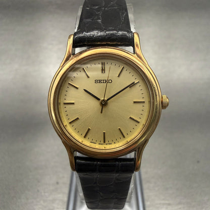 Seiko Watch Women 23mm Champagne Dial Gold Tone Round 4H21-1170 New Battery0