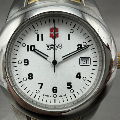 Victorinox Swiss Army Peak Watch Women 30mm White Dial Two Tone Date New Battery1