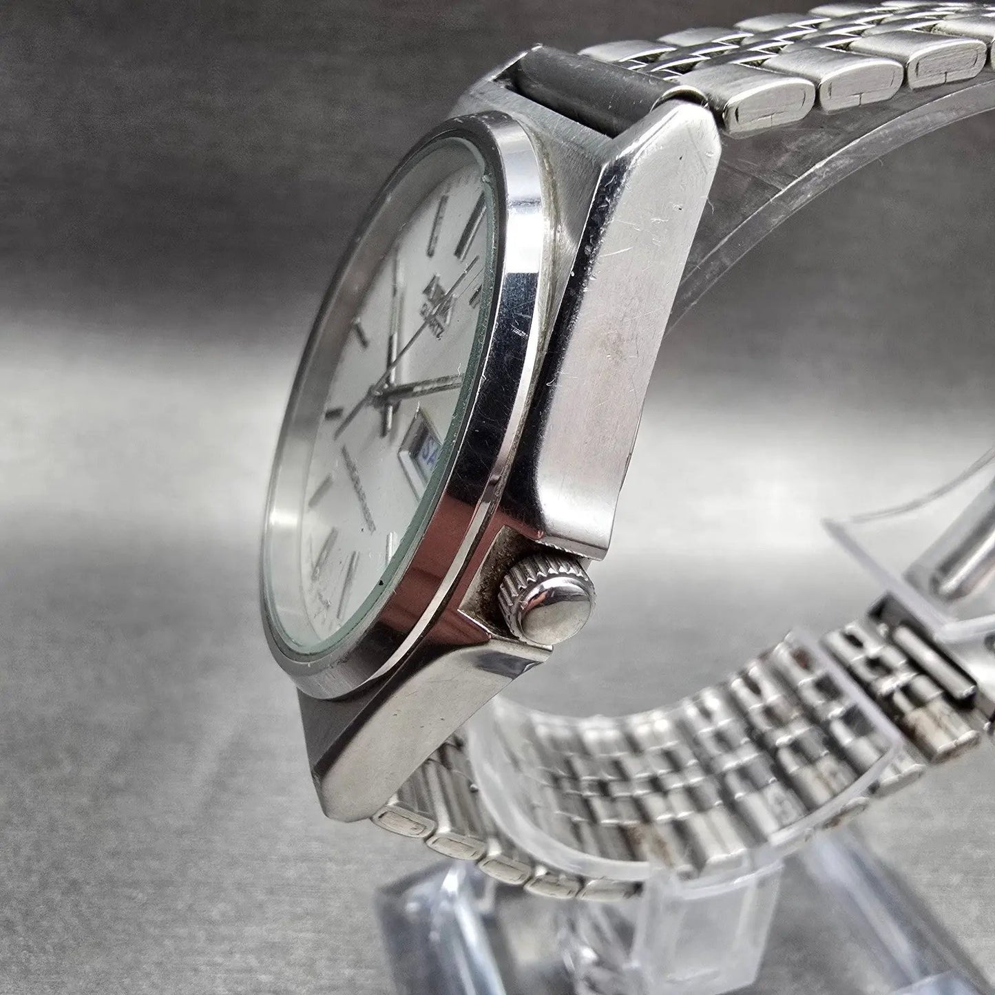 Seiko Alba Watch Men 35mm Silver Dial Silver Tone Daydate Y143-8280 New Battery2