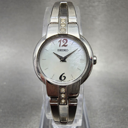 Seiko Watch Women 20mm MOP Dial Silver Tone Round 1N00-0SJ0 New Battery