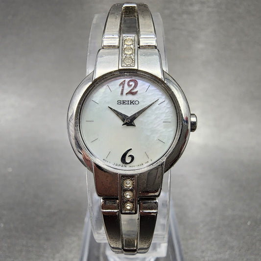 Seiko Watch Women 20mm MOP Dial Silver Tone Round 1N00-0SJ0 New Battery