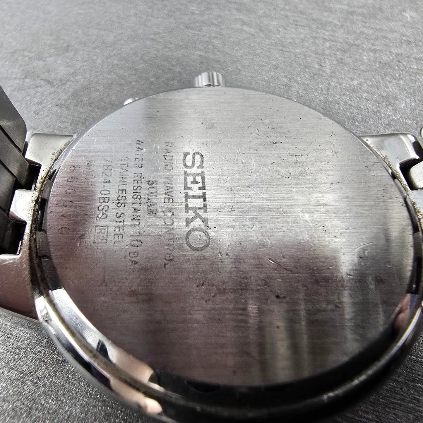 Seiko Atomic Solar Watch Men 37mm White Dial Silver Tone Date 7B24-0BS0 PARTS12