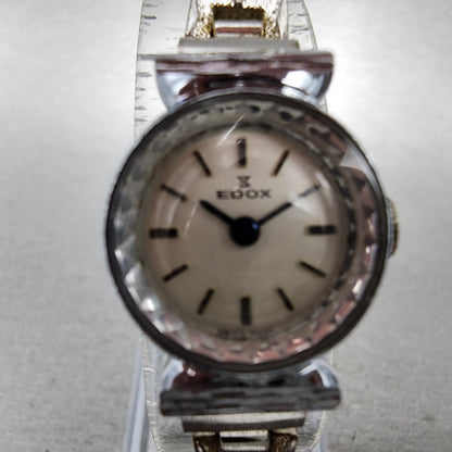 EDOX Watch Women 18mm White Dial Steel Round Manual Wind Runs Vintage2
