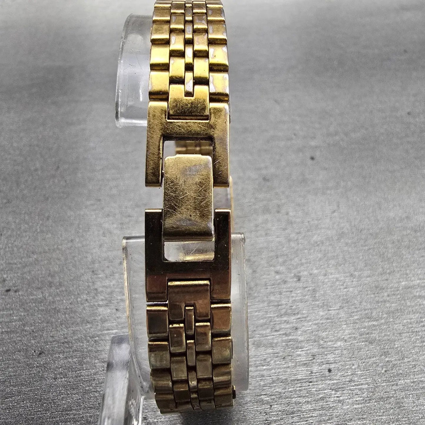 Seiko Watch Women 14mm Black Dial Gold Tone Rectangle 1F20-5B89 New Battery VTG7