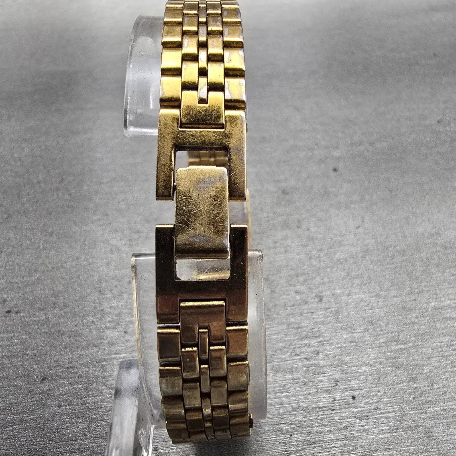 Seiko Watch Women 14mm Black Dial Gold Tone Rectangle 1F20-5B89 New Battery VTG7
