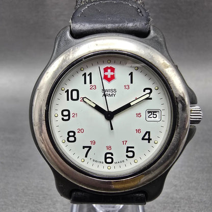 Victorinox Swiss Army Watch Men 39mm White Dial Black Tone Date Round PARTS VTG0