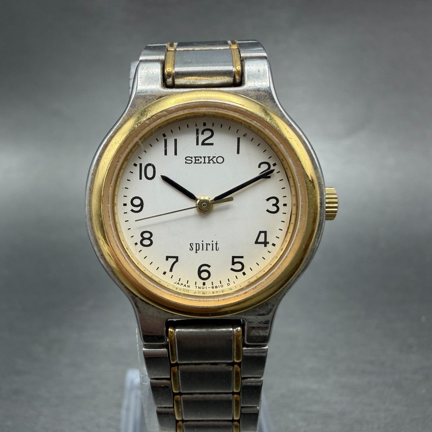 Seiko Spirit Watch Women 25mm Silver Dial Two Tone Round 7N01-6A80 New Battery 40