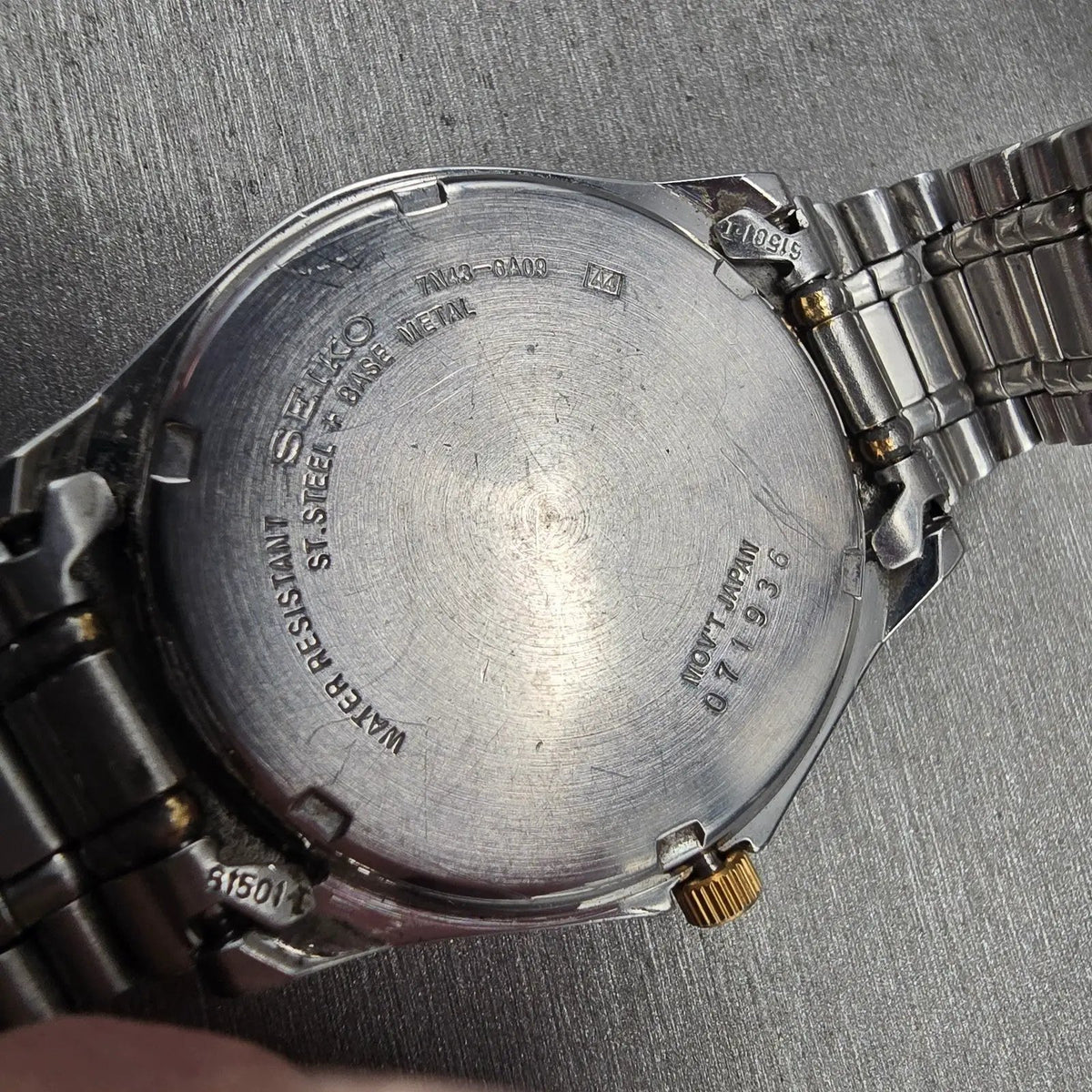Seiko Watch Men 35mm Gray Dial Two Tone Daydate Round 7N43-6A09 New Battery JP10