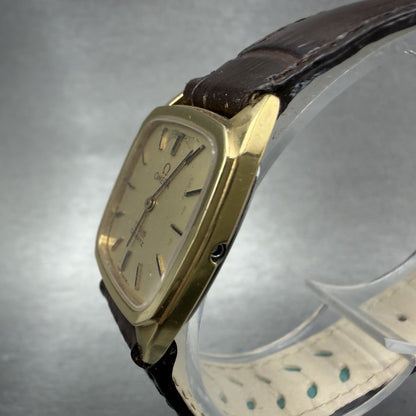 Omega De Ville Tank Watch Women 22mm Gold Dial Gold Tone Cal 1365 VTG PARTS3