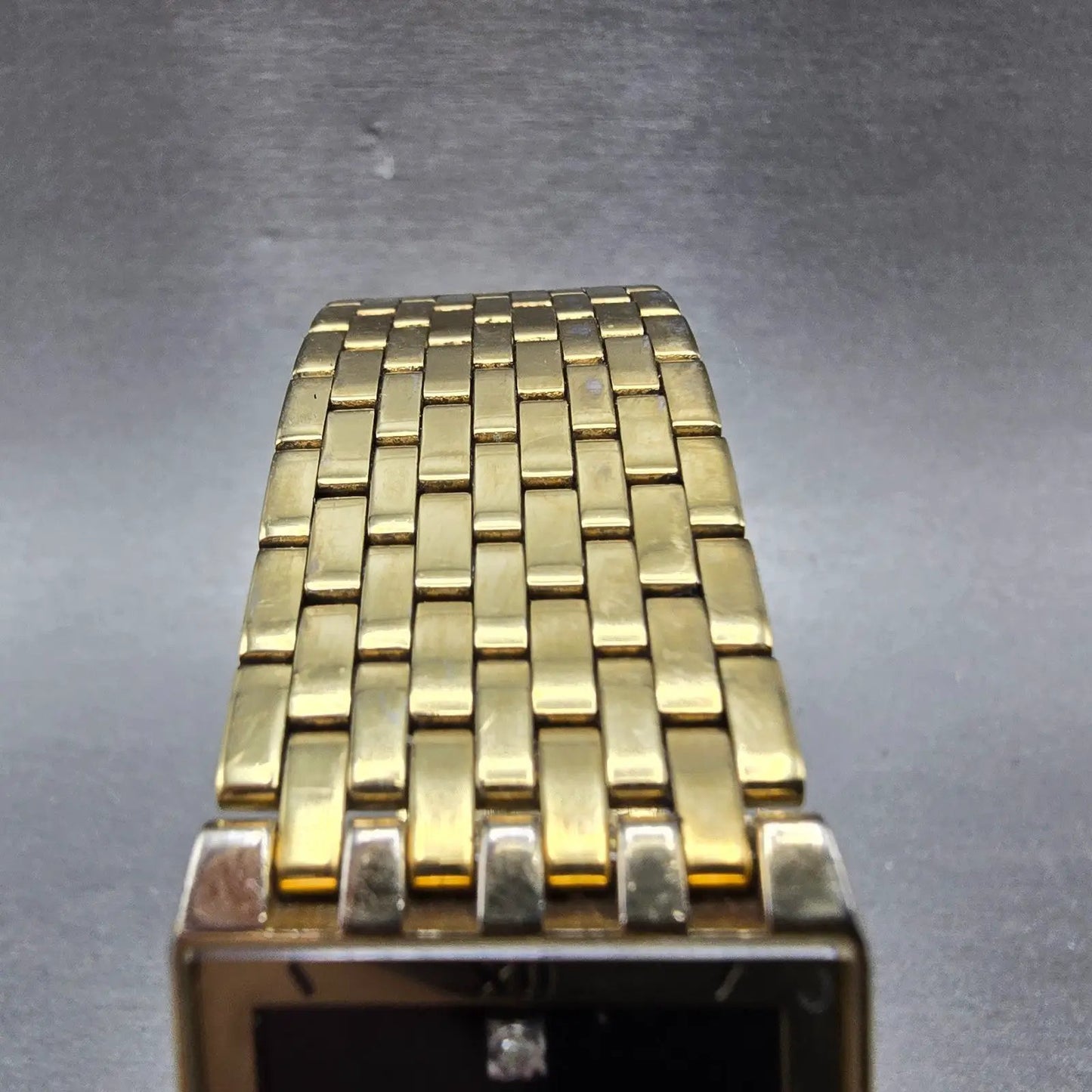 Citizen Tank Watch Men 25mm Black Dial Gold Tone 6020-S36530 New Battery Diamond4