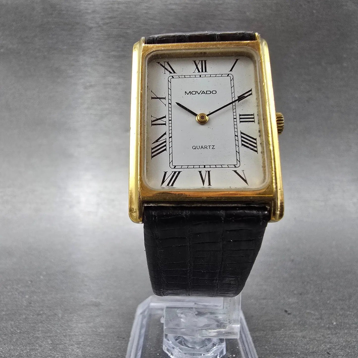 Movado Tank Watch Men 25mm White Dial Gold Tone 20 1670 315 New Battery Vintage5